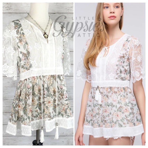 POL Tops - POL Cottagecore Peplum Tunic Top